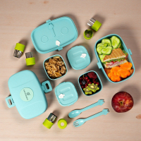 Broodtrommel - Lekvrije Bento Lunchbox voor kinderen incl. 6 delige stansset - Duurzame lunchbox - Lunchbox met vakjes